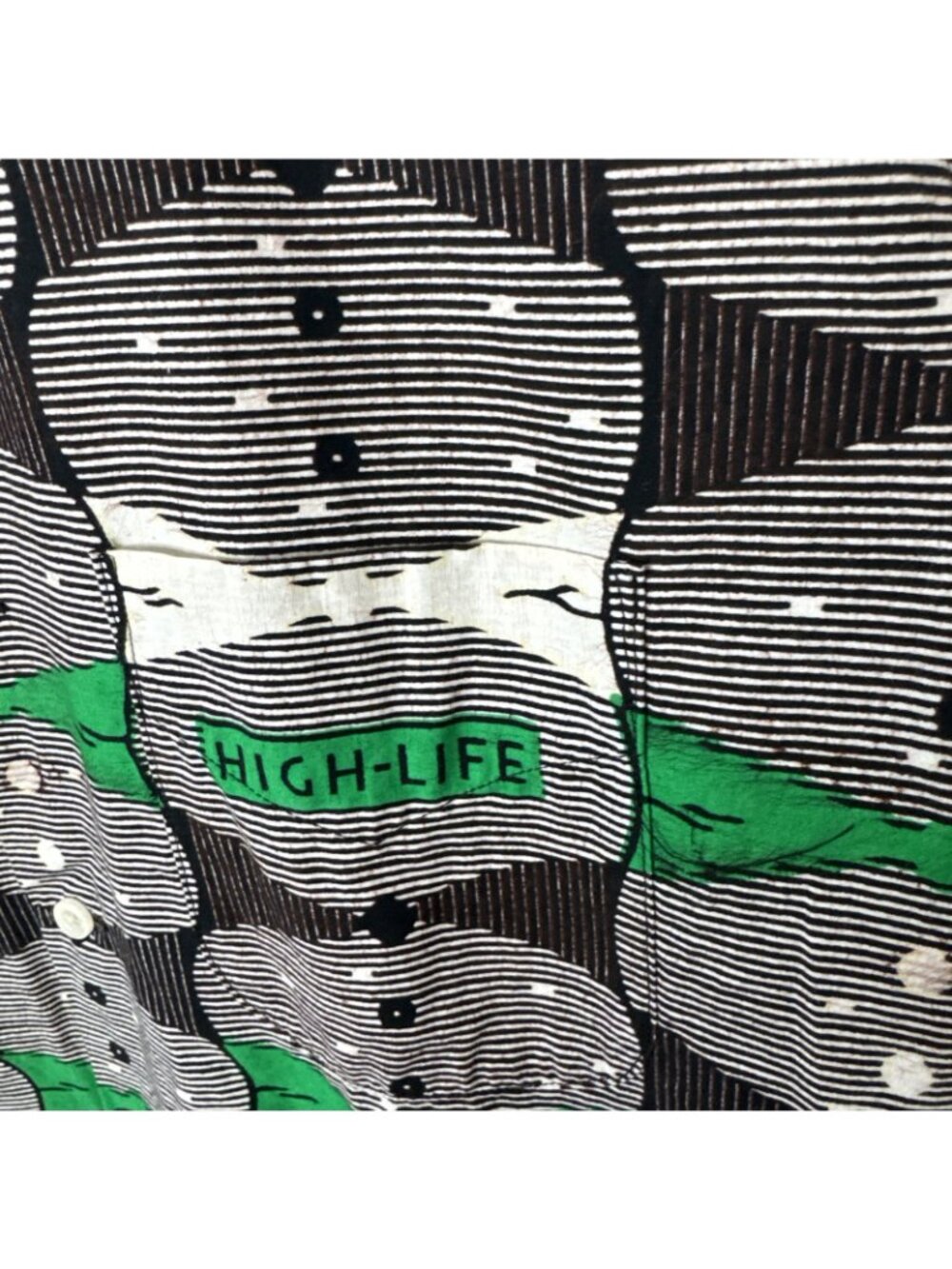 Monitaly Shirt Men M Made in USA High Life Print Camp Collar Button Up Weekend - Picture 2 of 5